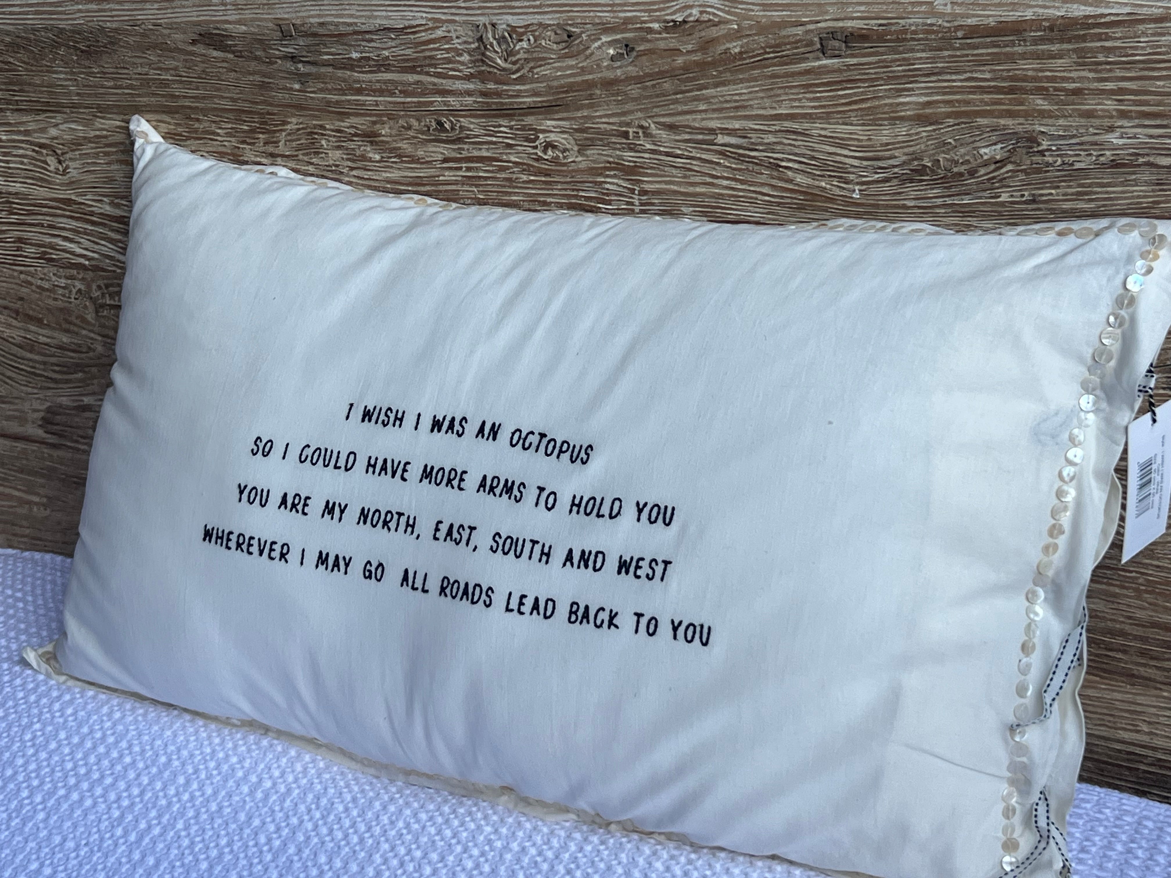 Linnen Pillow + Filling | I Wish I Was An Octopus | White