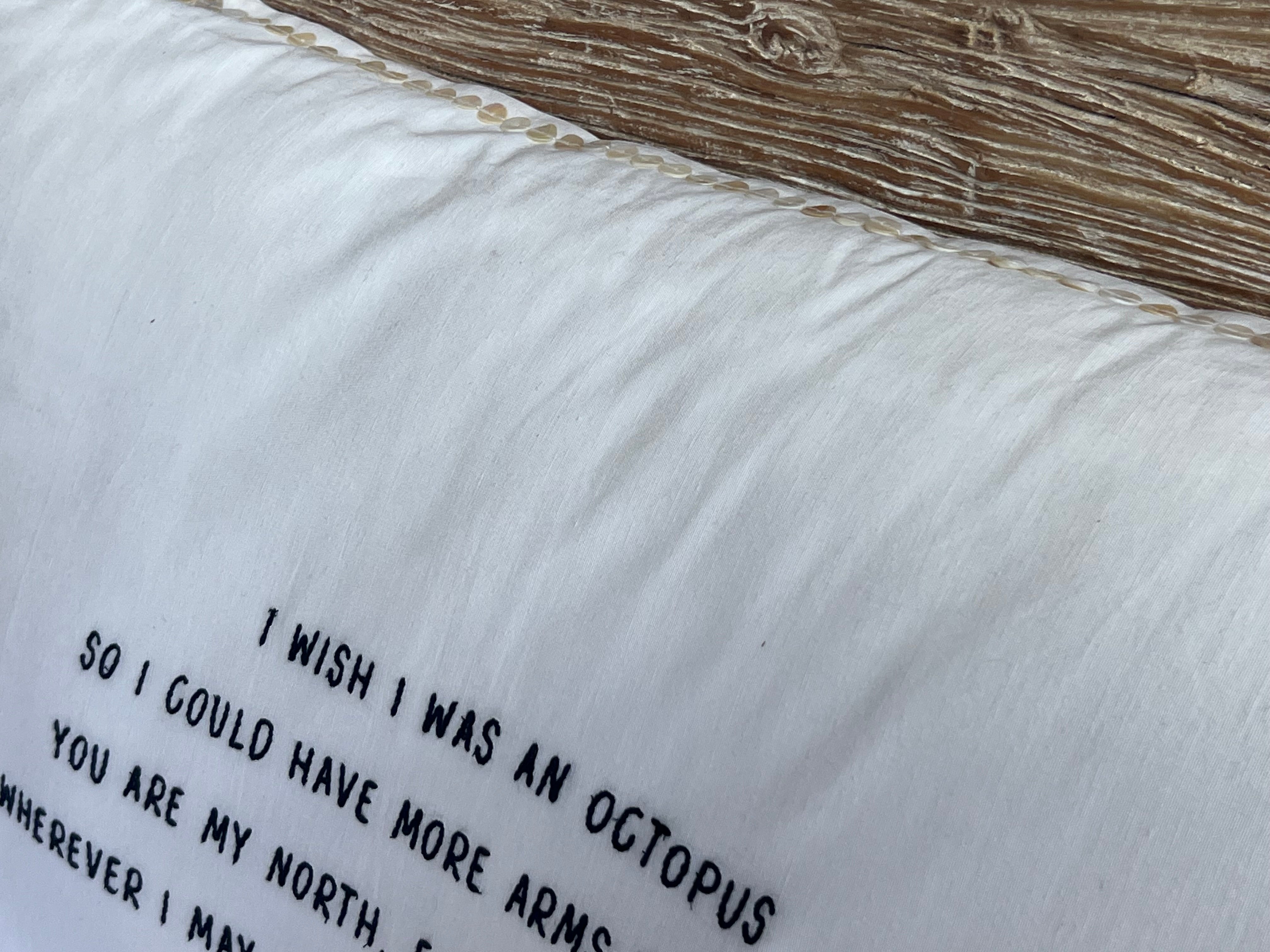 Linnen Pillow + Filling | I Wish I Was An Octopus | White