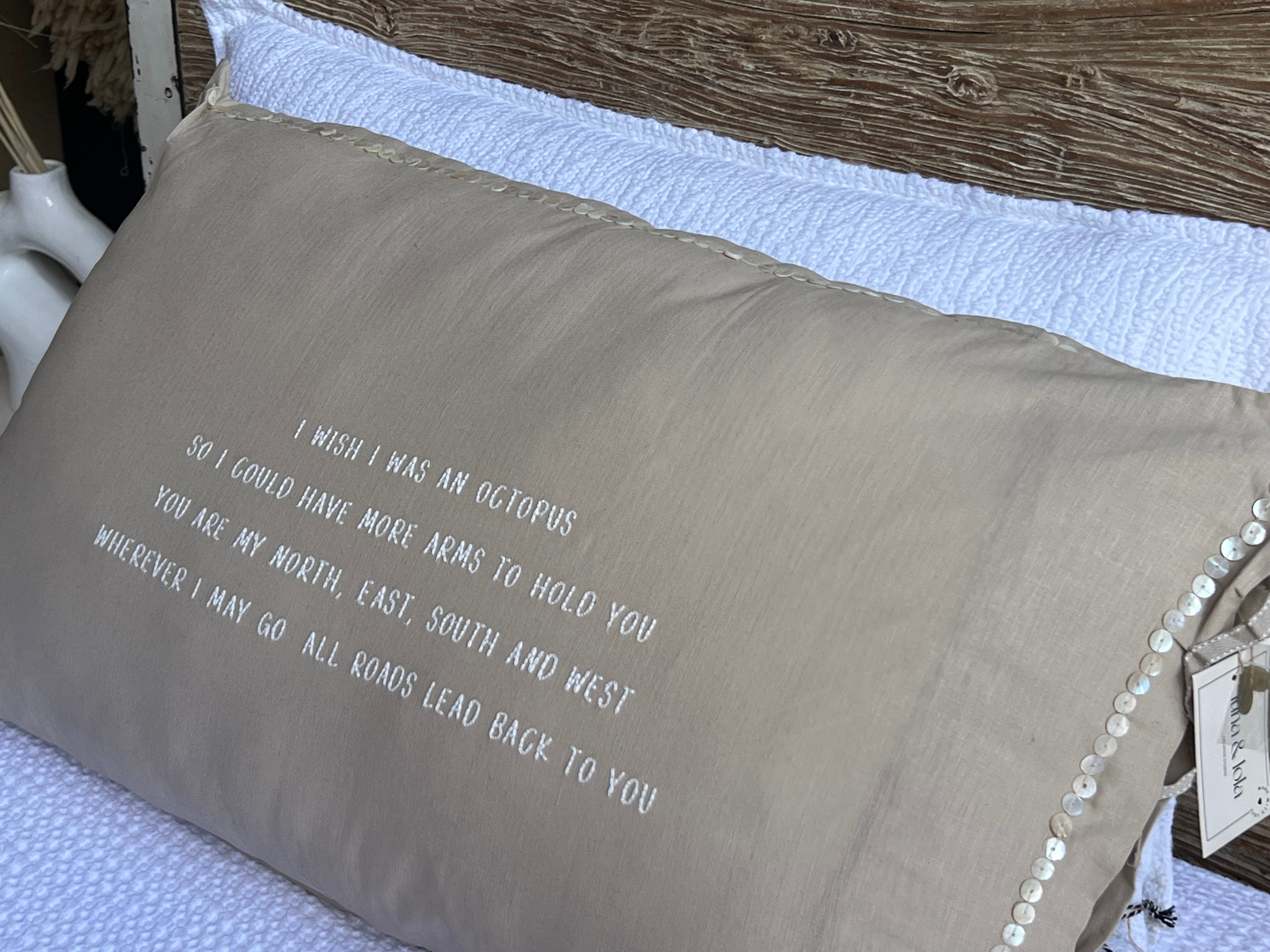 Linnen Pillow + Filling | I Wish I Was An Octopus | Natural