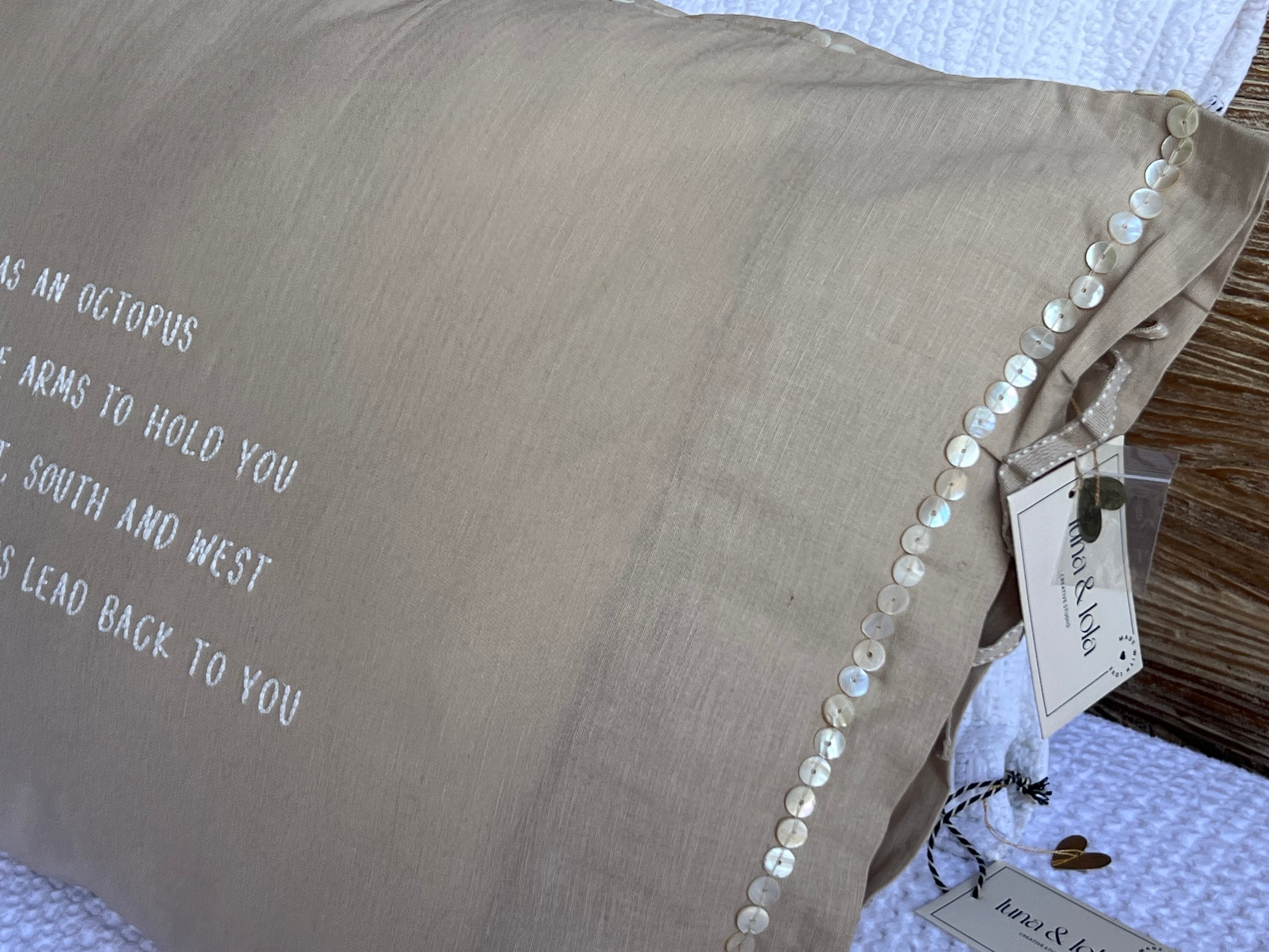 Linnen Pillow + Filling | I Wish I Was An Octopus | Natural