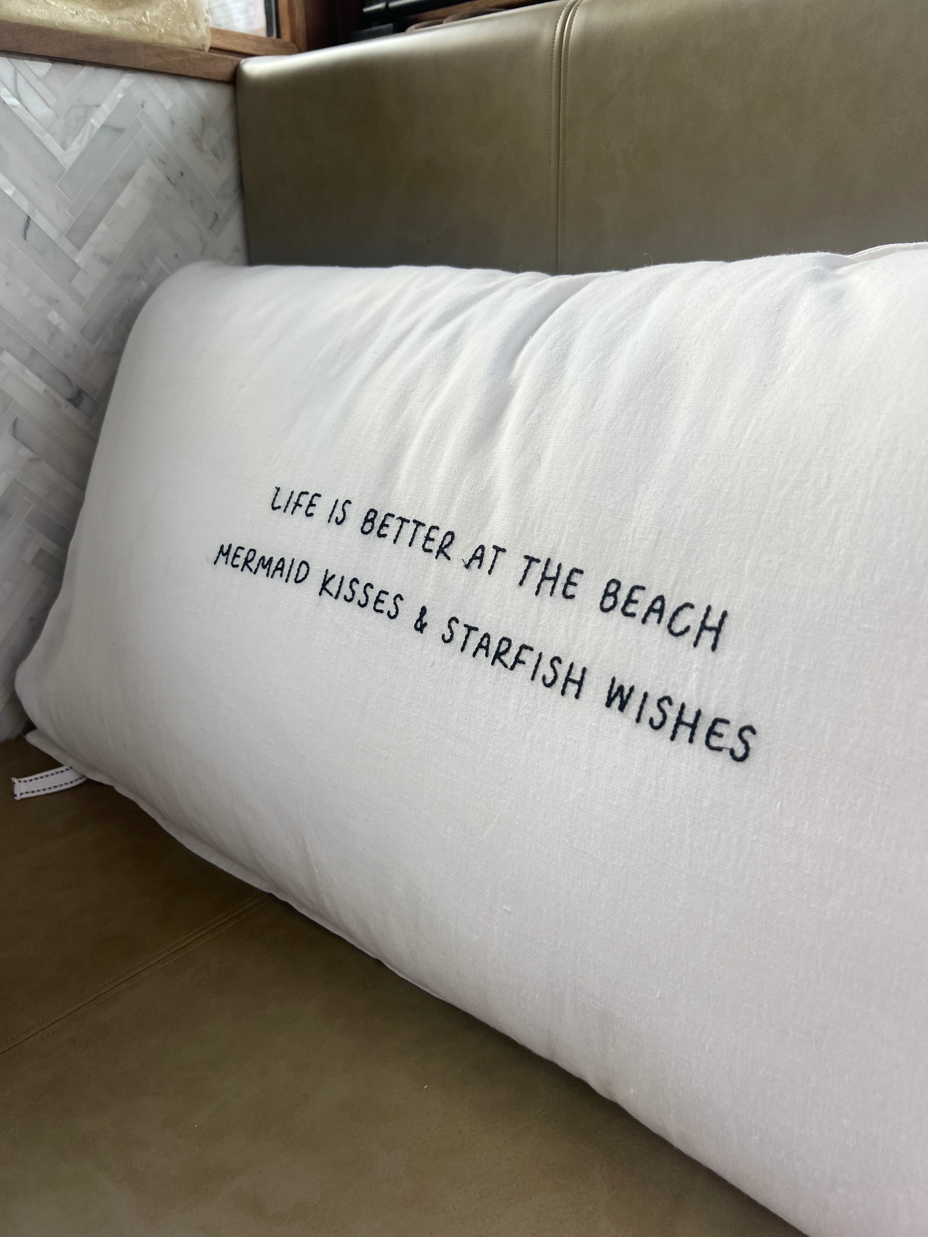 Linnen Pillow + Filling | Life Is Better At The Beach | Natural