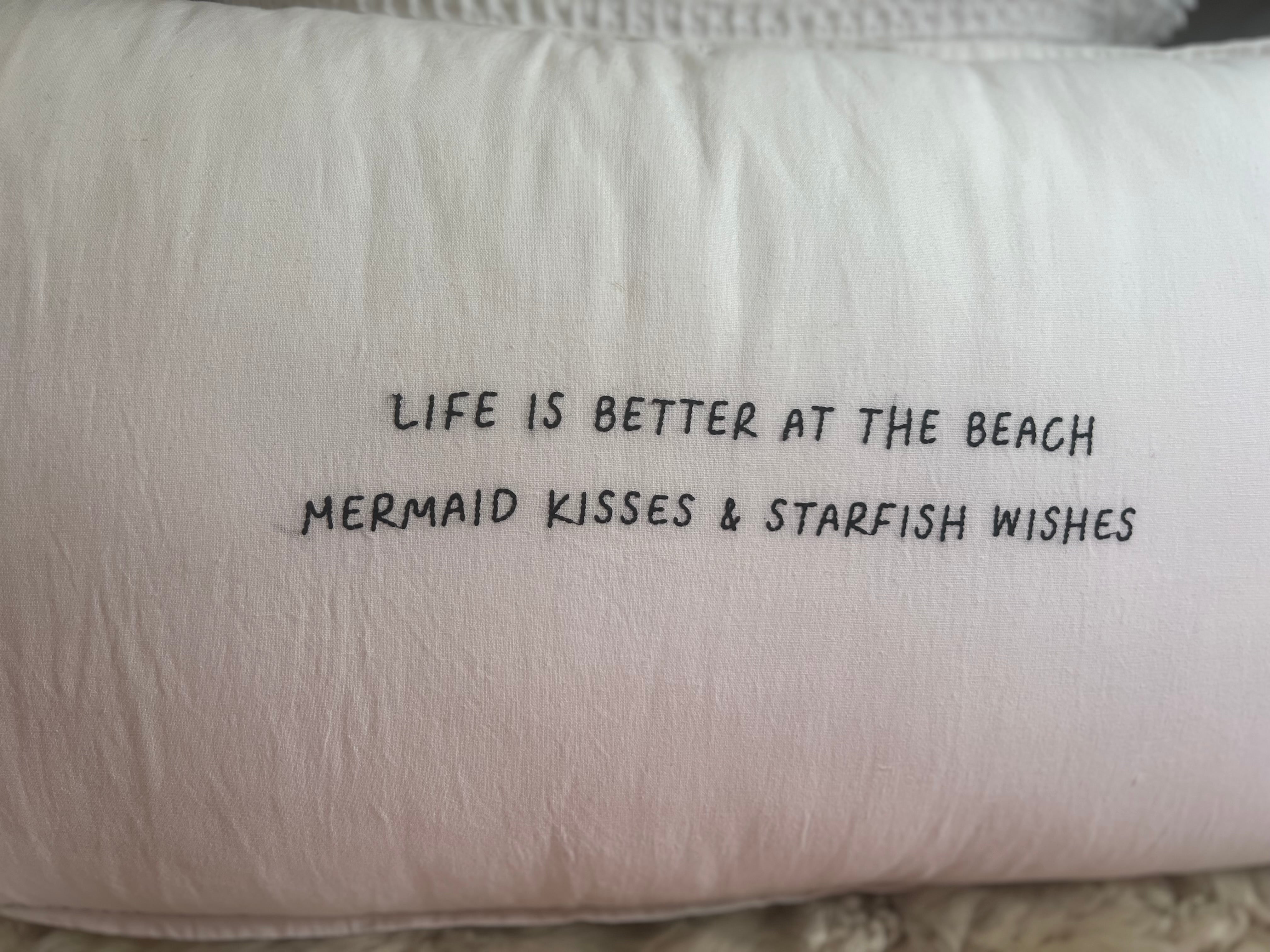 Linnen Pillow + Filling | Life Is Better At The Beach | White