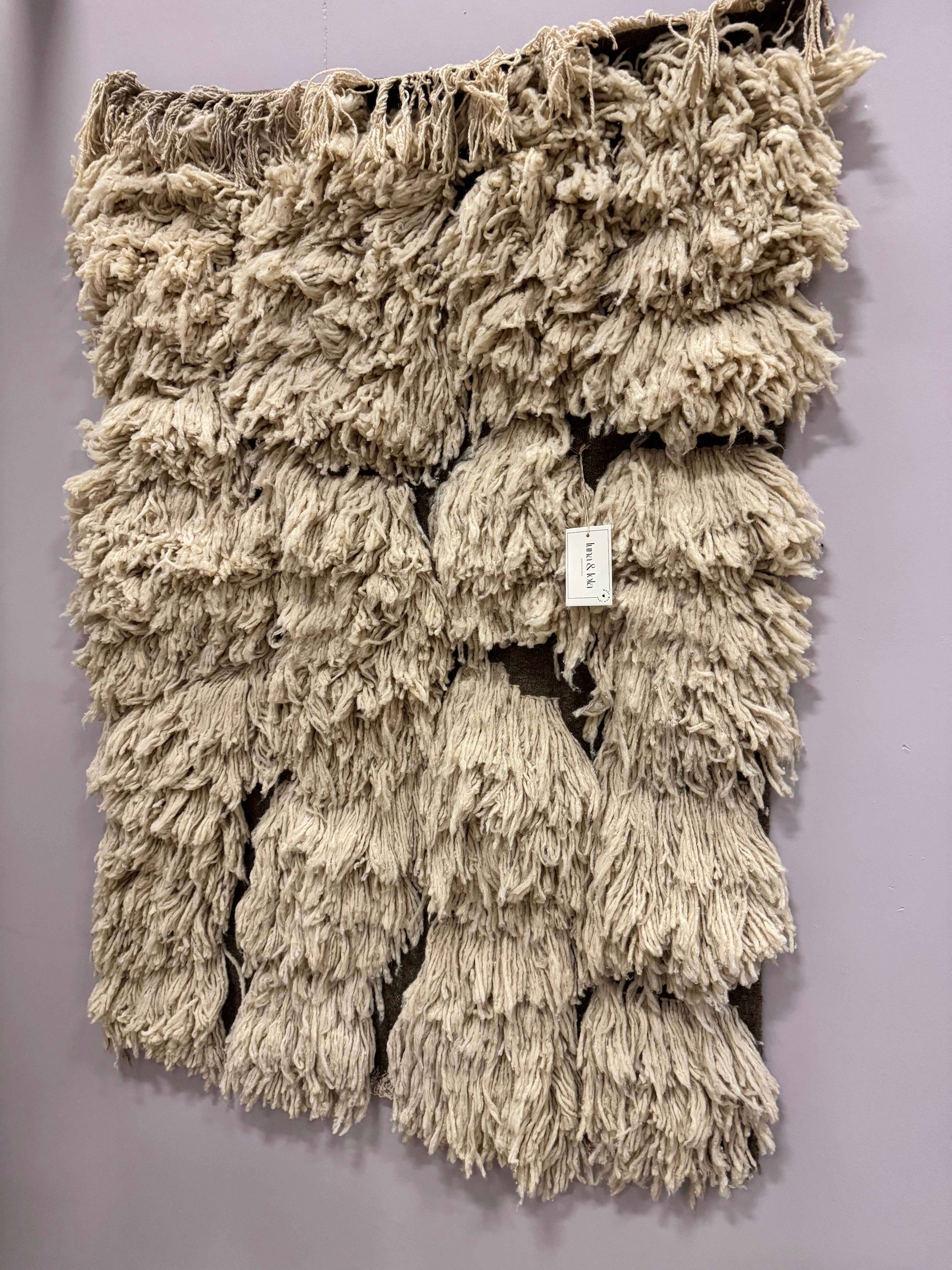 Wandkleed-Textiel kunst- berber wandkleed 100% wol| gebroken wit/beige