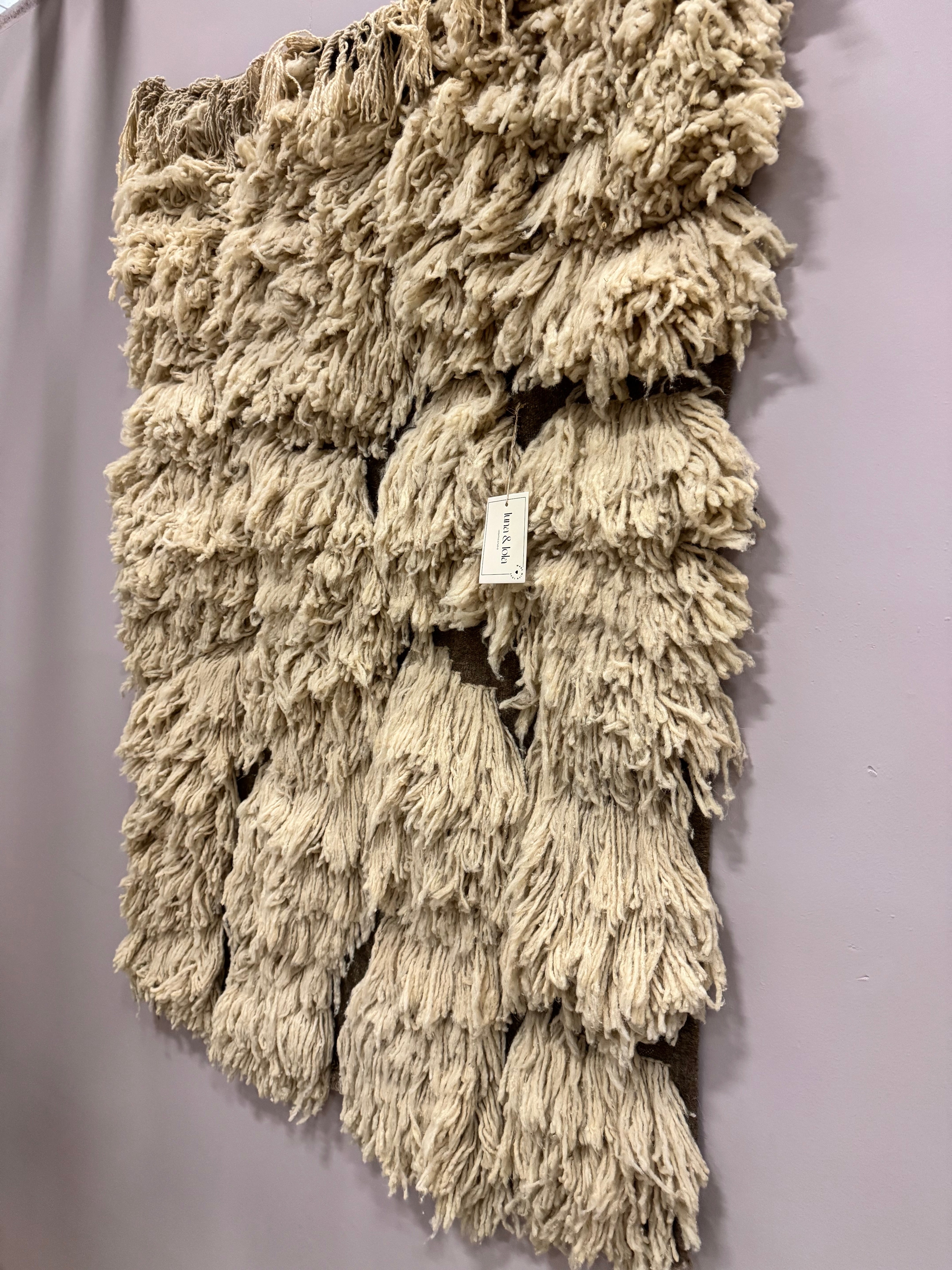 Wandkleed-Textiel kunst- berber wandkleed 100% wol| gebroken wit/beige