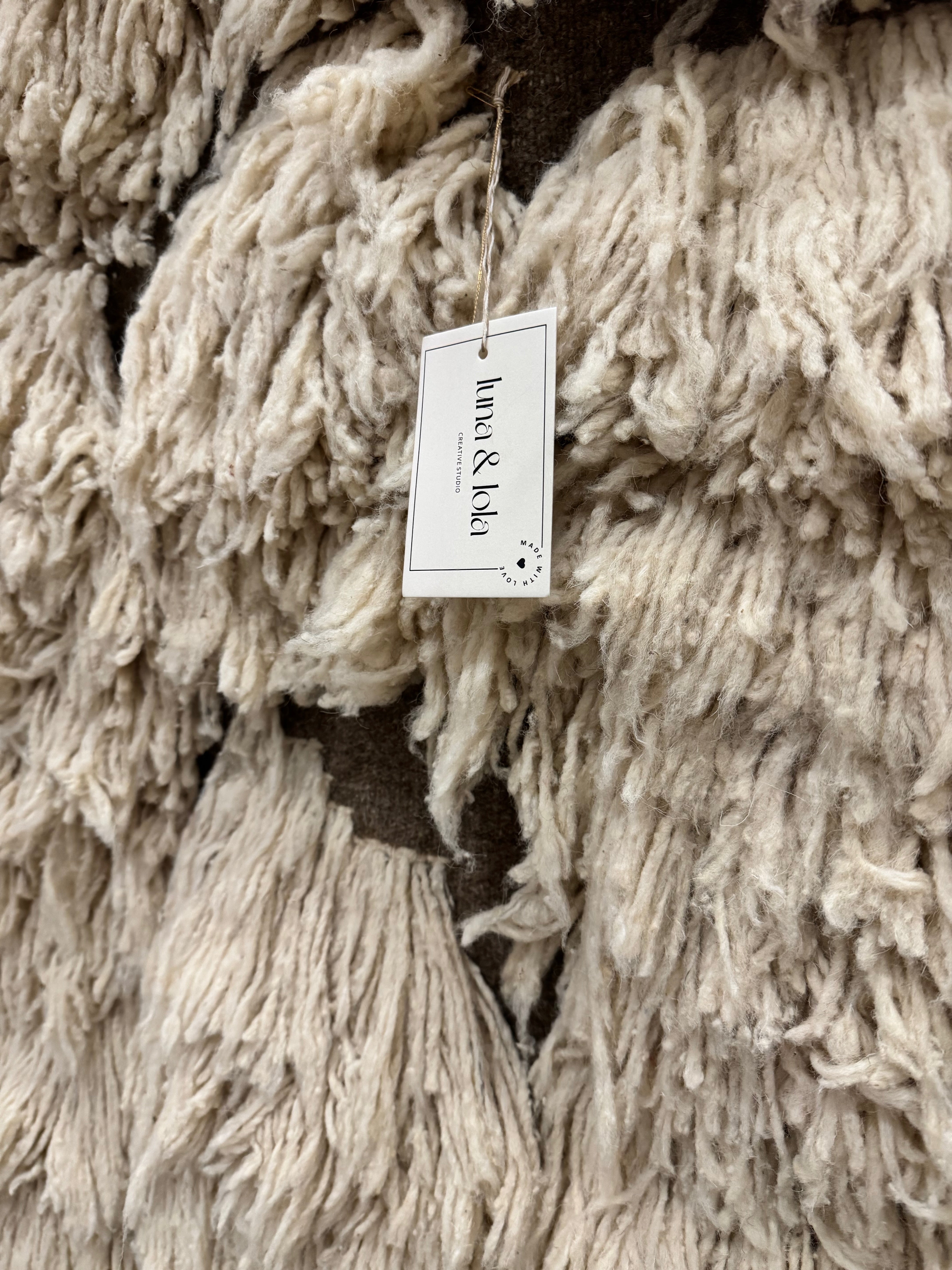 Wandkleed-Textiel kunst- berber wandkleed 100% wol| gebroken wit/beige