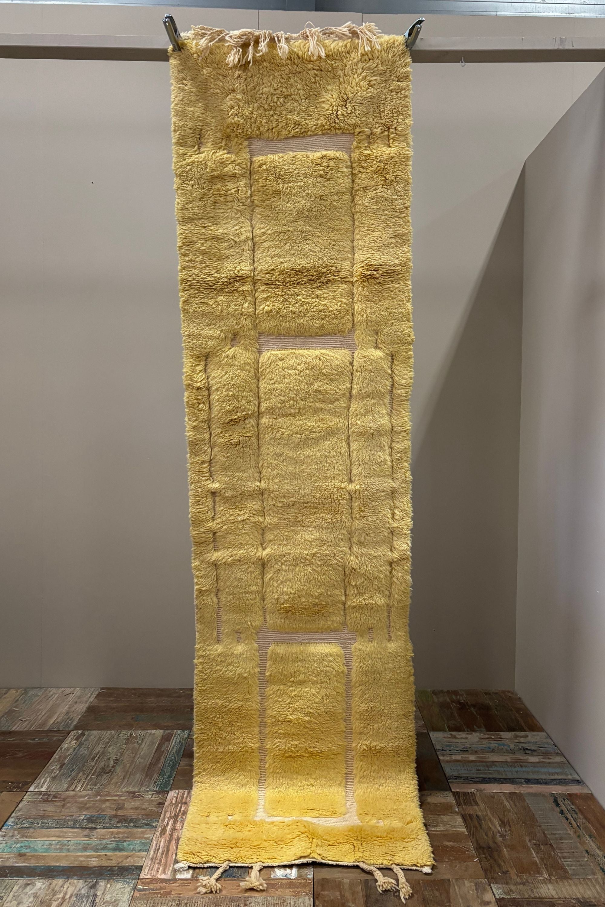 Loper geel - 100% Wool | uniek exemplaar