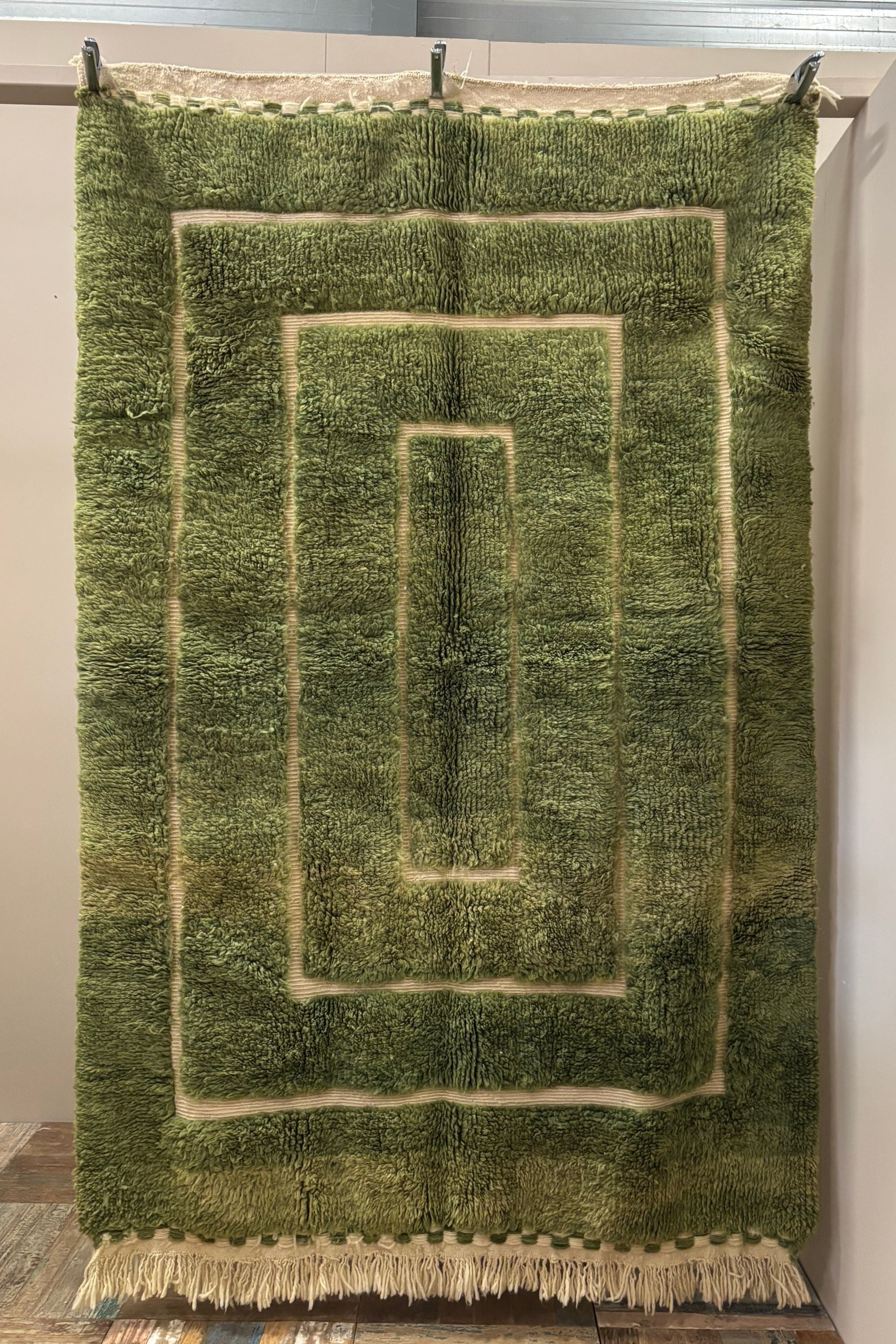 Groen tapijt - 100% Wol | uniek exemplaar