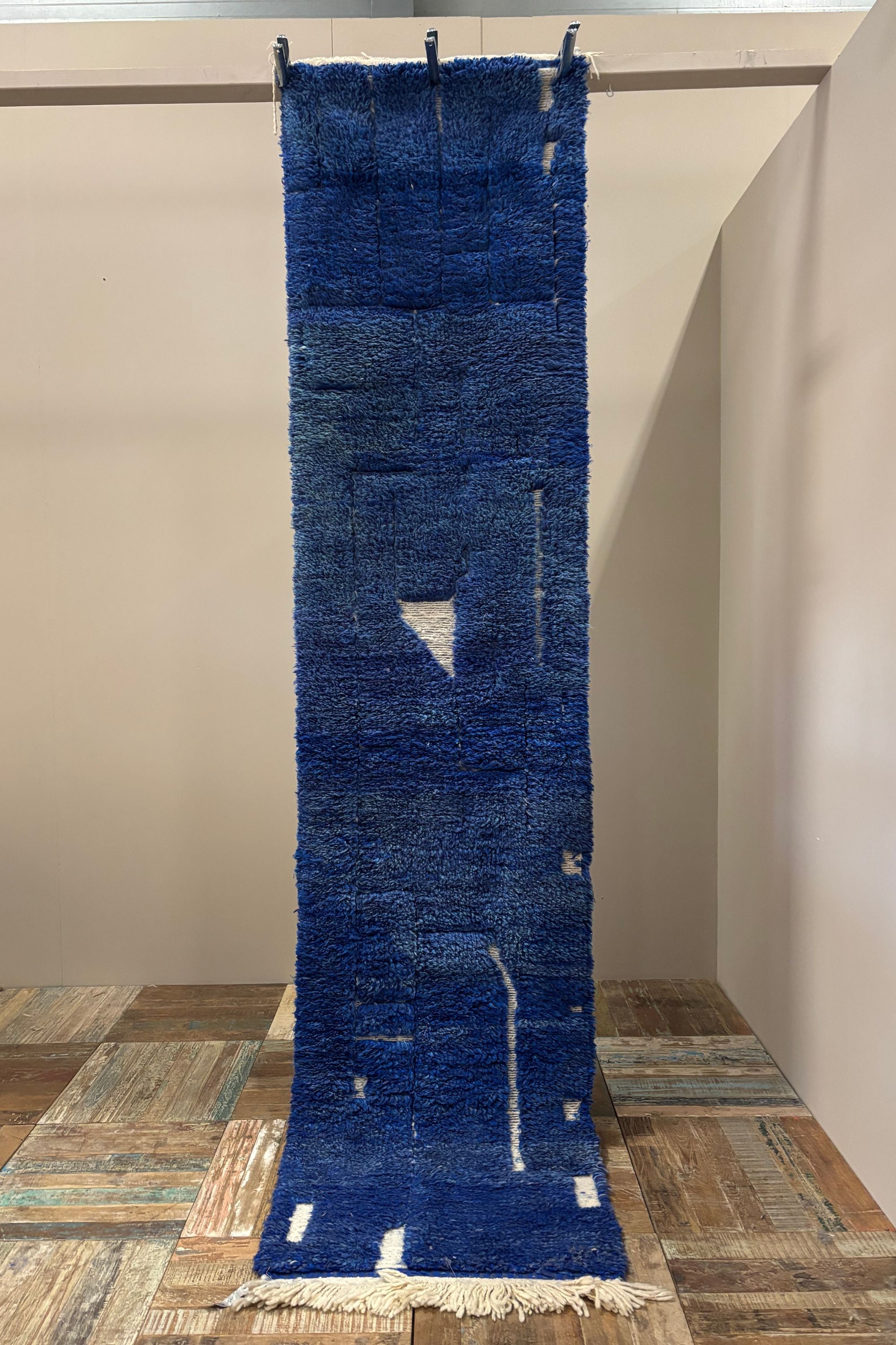 Loper blauw - 100% Wool | uniek exemplaar