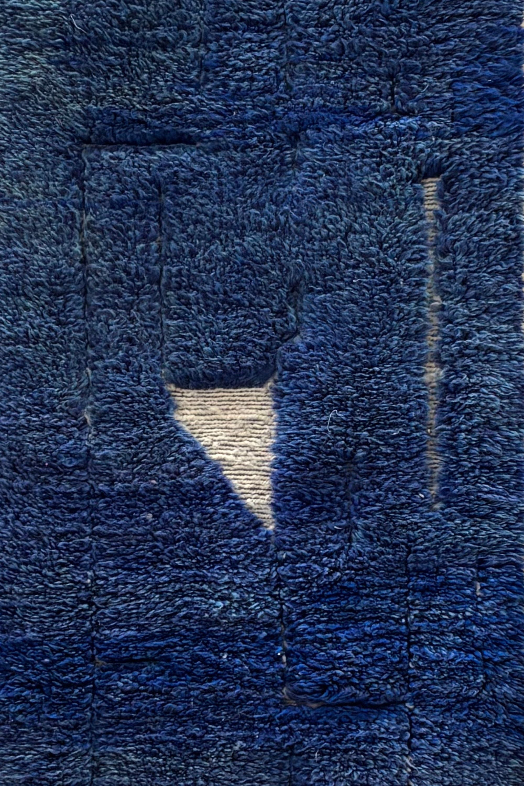 Loper blauw - 100% Wool | uniek exemplaar