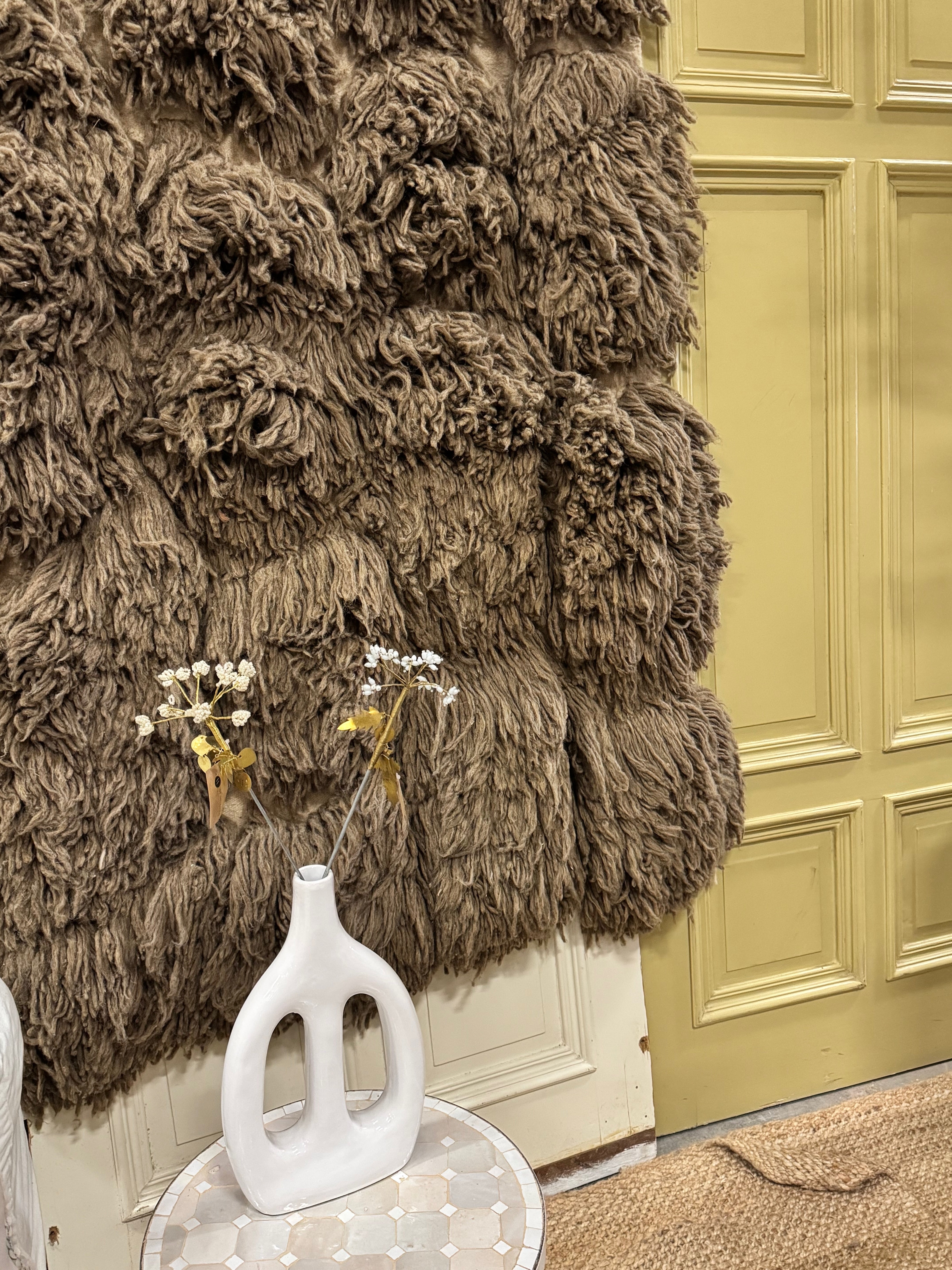 Wandkleed-Textiel kunst- berber wandkleed 100% wol| bruin