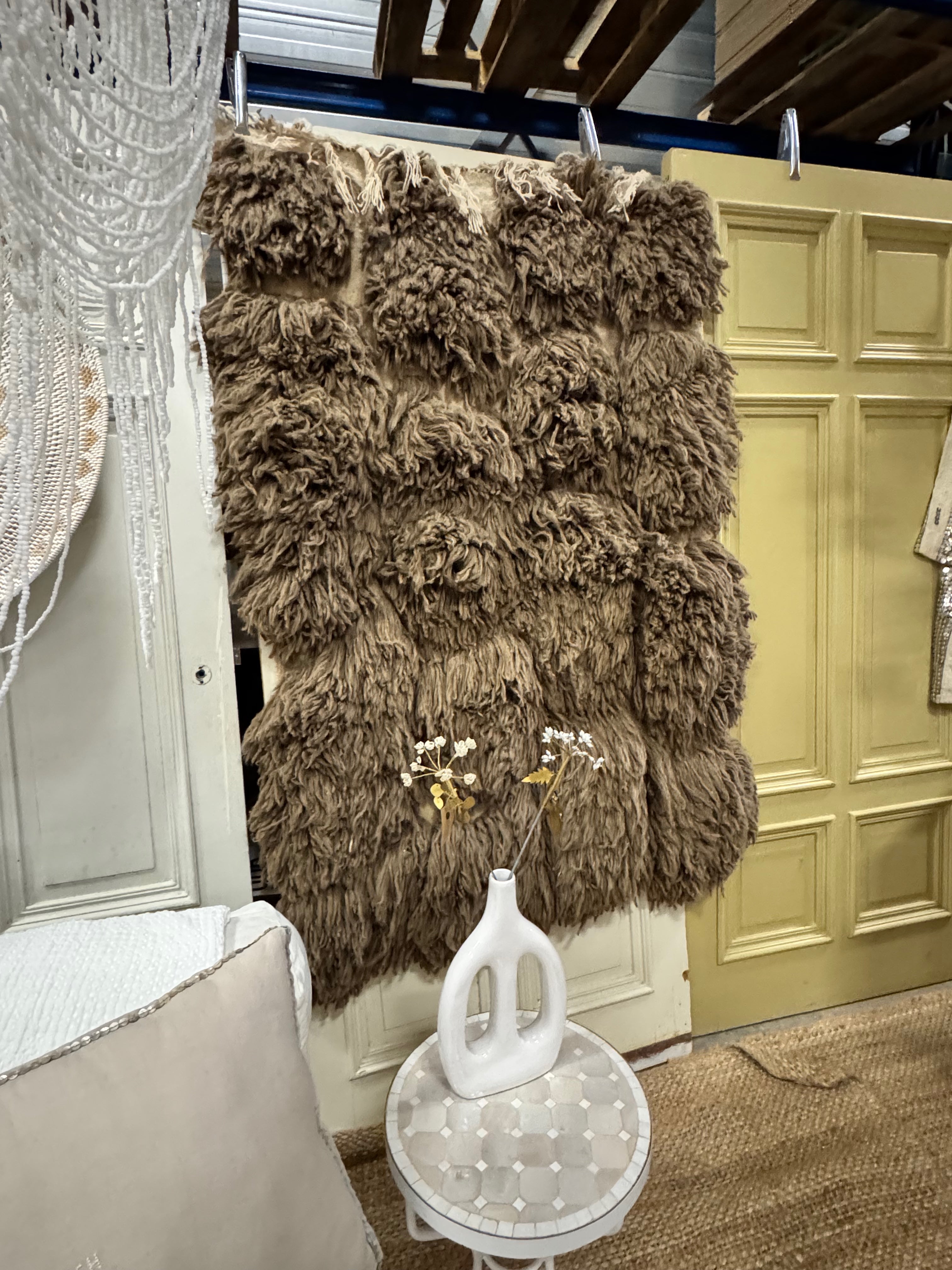 Wandkleed-Textiel kunst- berber wandkleed 100% wol| bruin