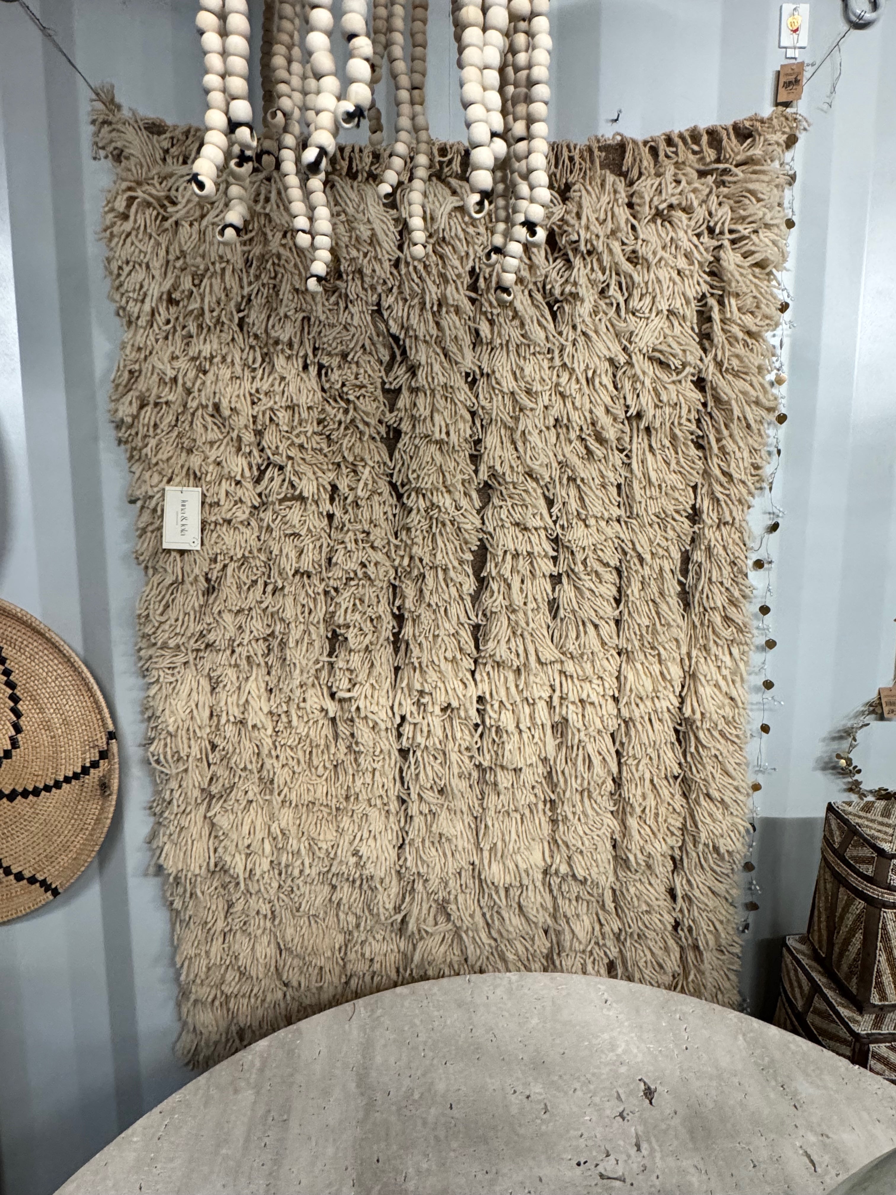 Wandkleed - 100% Wol | textielkunst - beige/roomwit