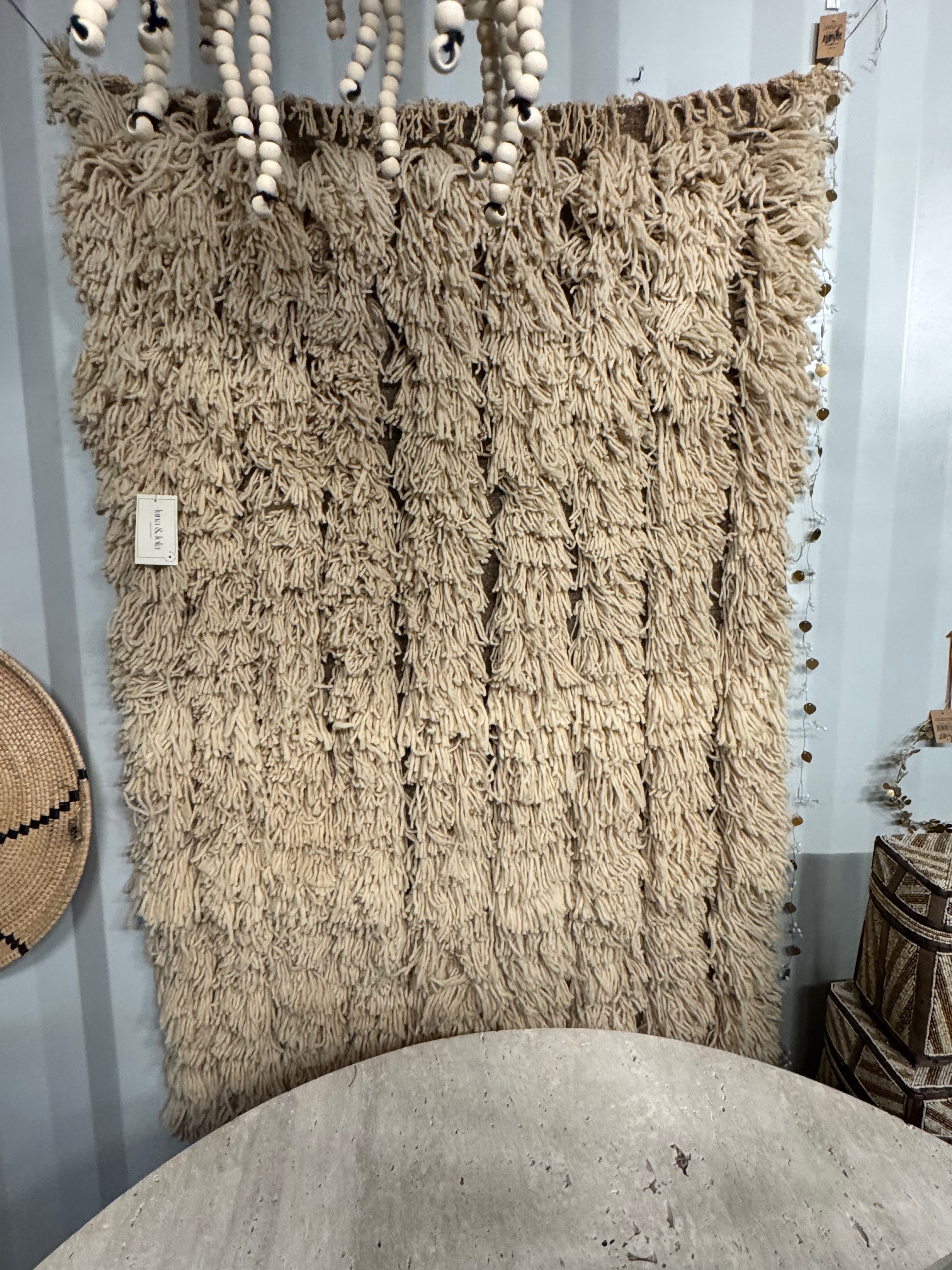 Wandkleed - 100% Wol | textielkunst - beige/roomwit