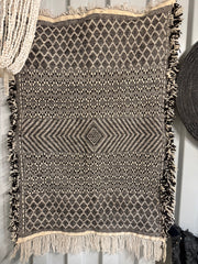 Wandkleed-Textiel kunst- berber wandkleed 100% wol| zwart wit