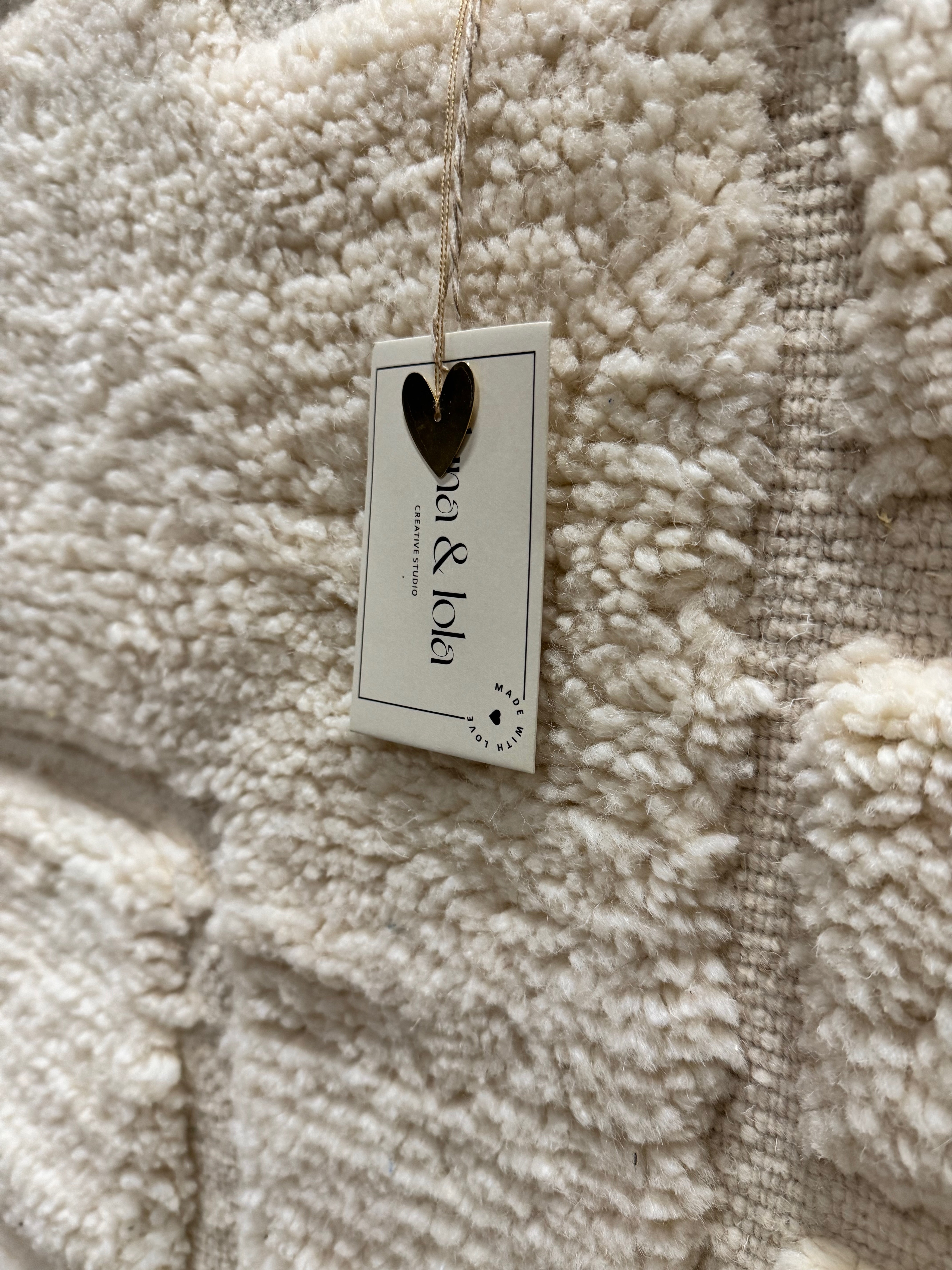 Wandkleed-Textiel kunst- berber wandkleed 100% wol| crème/gebroken wit