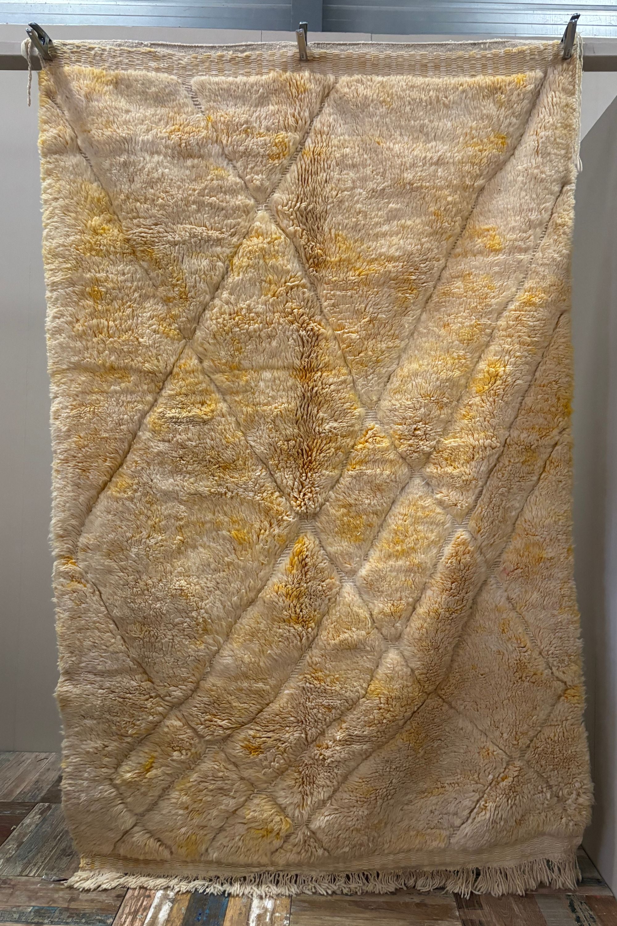 Tapijt geel/creme - 100% Wol | uniek exemplaar