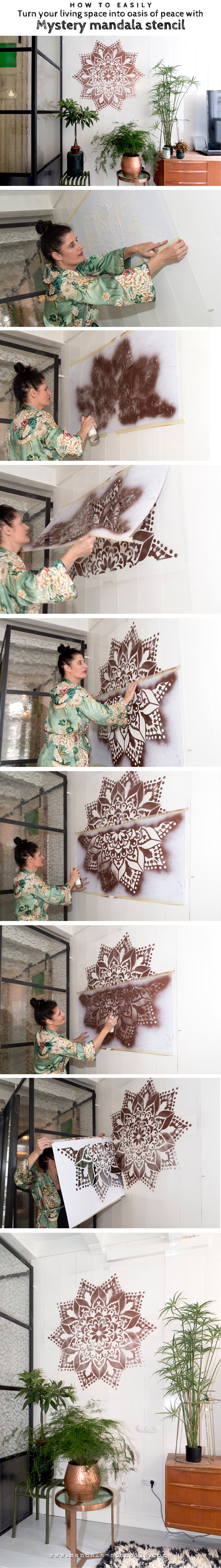 Mystery Wall Tattoo - XL Mandala Stencil - 116 cm