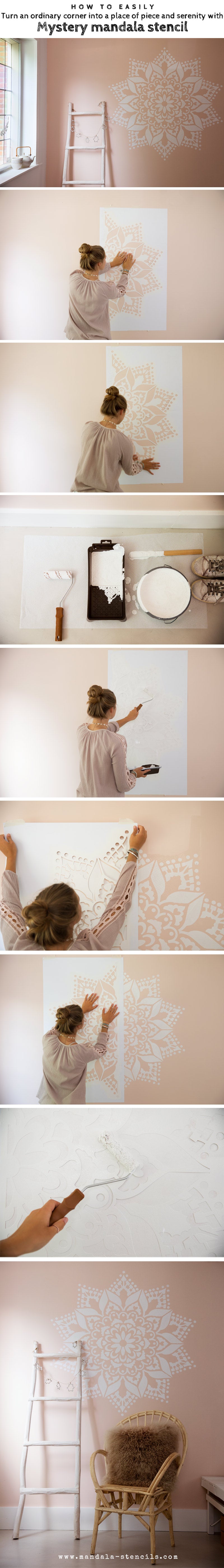 Mystery Wall Tattoo - XL Mandala Stencil - 116 cm